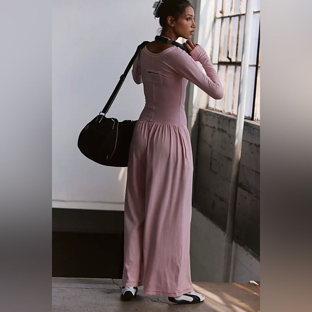 FP Movement Hot Shot Wide Leg Onesie Pink Long-Sleeve Jumpsuit Small Free People - Picture 2 of 8